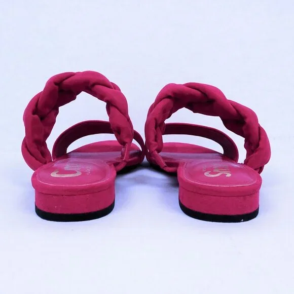 Sam Edelman Braided Magenta Pink Flat Sandals Slide Shoes 8.5 Faux Suede Comfort - Picture 7 of 8